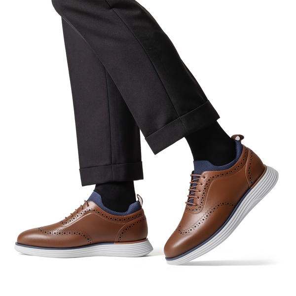 [MaxFlex SuiteCraft] Men's Comfortable Wingtip Dress Sneakers - BROWN - 6